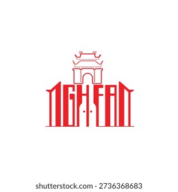 Sen Village Gate Nghe An Typography, Ho Chi Minh Hometown Landmark Vector.