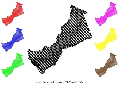 Senador Guiomard municipality (Acre state, Municipalities of Brazil, Federative Republic of Brazil) map vector illustration, scribble sketch Senador Guiomard map