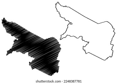 Senador Pompeu municipality (Ceará state, Municipalities of Brazil, Federative Republic of Brazil) map vector illustration, scribble sketch Senador Pompeu map