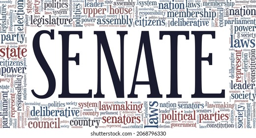 Senate vector illustration word cloud isolated on white background.