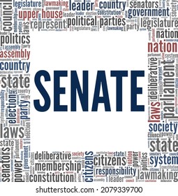 Senate vector illustration word cloud isolated on white background.