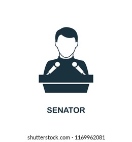 Senator icon. Monochrome style design from professions collection. UI. Pixel perfect simple pictogram senator icon. Web design, apps, software, print usage.