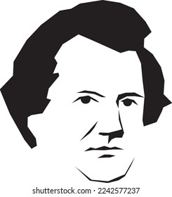 Senator Stephen A. Douglas, Stylized Black and White Vector Illustration