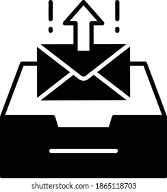 Send All Interface, outgoing mail Server vector Glyph icon design, Cloud computing and Web hosting services Symbol on White background,Outbox Concept