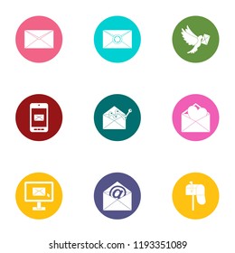 Send a announcement icons set. Flat set of 9 send a announcement vector icons for web isolated on white background