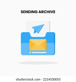 Send Archive flat icon. Vector illustration on white background.