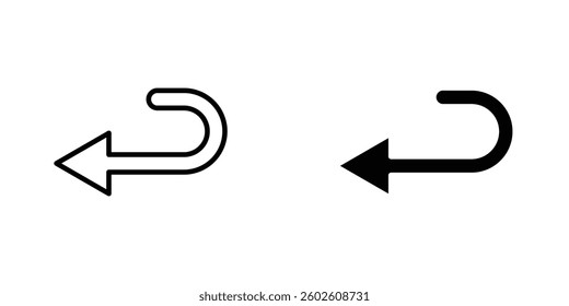 Send back flat Icons in line outline and flat solid style on white background