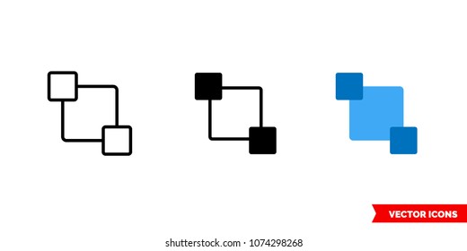 Send to back icon of 3 types: color, black and white, outline. Isolated vector sign symbol.