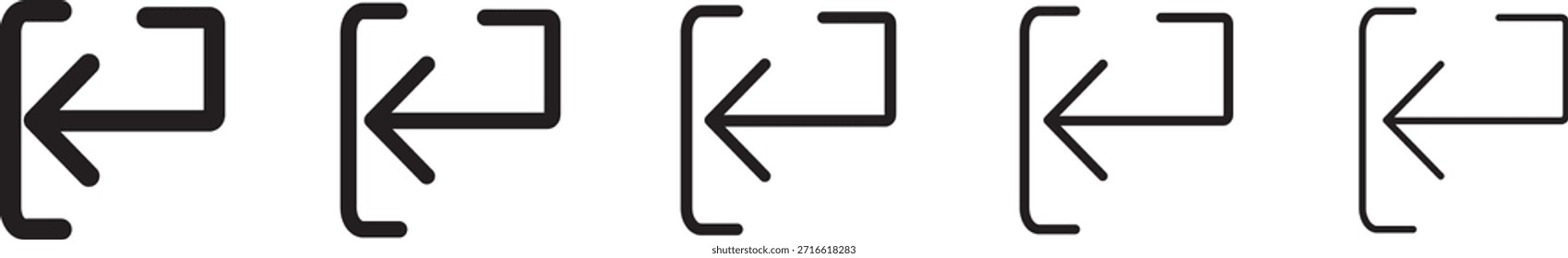 Concepto de símbolo de icono de envío para el Diseño web. Enviar iconos de vuelta en diseños de trazo negro