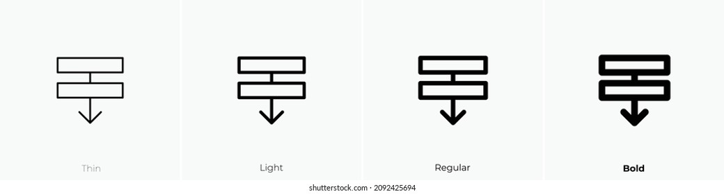 send backward icon. Thin, Light Regular And Bold style design isolated on white background