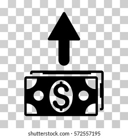 Send Banknotes icon. Vector illustration style is flat iconic symbol, black color, transparent background. Designed for web and software interfaces.