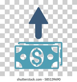 Send Banknotes icon. Vector illustration style is flat iconic bicolor symbol, cyan and blue colors, transparent background. Designed for web and software interfaces.