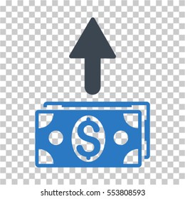 Send Banknotes icon. Vector pictograph style is a flat symbol, color, chess transparent background. Designed for software and web interface toolbars and menus.