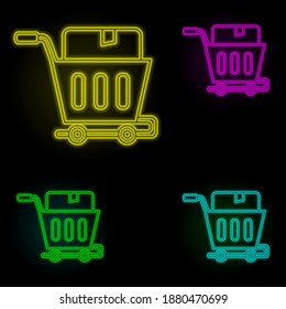 Send box neon color set icon. Simple thin line, outline vector of global logistics icons for ui and ux, website or mobile application