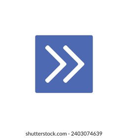 Send button, blue square with a white arrow pointing to the right, next vector symbol