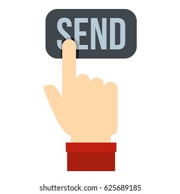 Send button and hand icon flat isolated on white background vector illustration