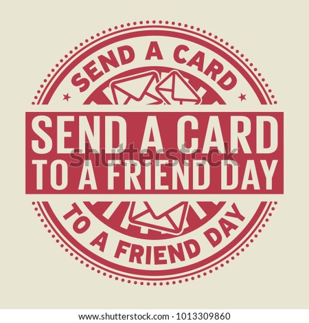 Send a Card to a Friend Day rubber stamp, vector Illustration