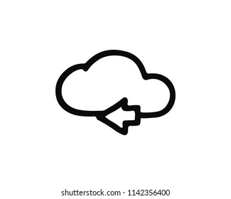 send cloud icon hand drawn design illustration,designed for web and app