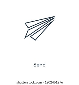 Send concept line icon. Linear Send concept outline symbol design. This simple element illustration can be used for web and mobile UI/UX.