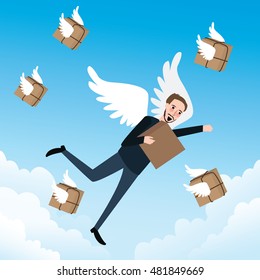 send delivery box fast flying with wings