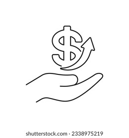 Schick Dollar-Geld. Transfer Zahlung Symbol Linie Stil einzeln auf weißem Hintergrund. Vektorgrafik