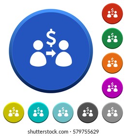 Send dollars round color beveled buttons with smooth surfaces and flat white icons