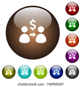 Send dollars white icons on round color glass buttons