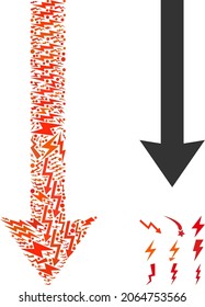 Send down vector composition icon of electricity items in different sizes and color hues. Electricity items are combined into send down vector illustration.
