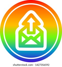 E-Mail-Kreissymbol mit Regenbogenfarbendruck senden