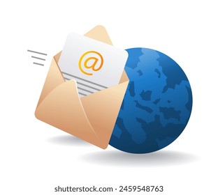 Send email data between worlds infographic 3d illustration flat isometric