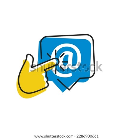 Send email icon. Button, ui, web. Social media email message. Hand click finger send email message icon vector