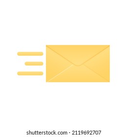 Enviar icono de correo electrónico. Sobre cerrado con trazos horizontales. Icono de envío de aviso de mensaje aislado en fondo blanco. Elemento de diseño para correo electrónico, ui, aplicación, internet, conceptos web