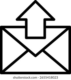 Icono de envío de correo electrónico: Esquema de correo con flecha