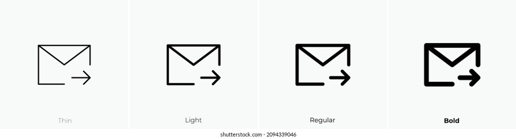 send email icon. Thin, Light Regular And Bold style design isolated on white background