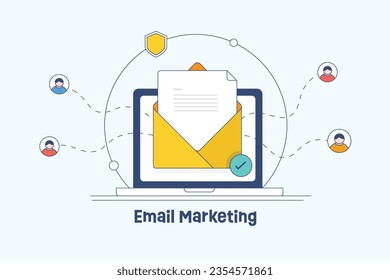 Send email, email marketing campaign, Newsletter advertising, Letter for customers, Email messages - Vector illustration background with icons