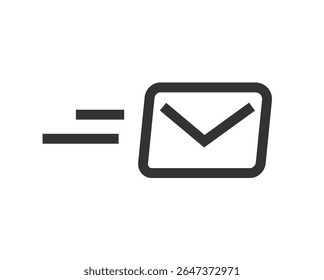 Send email message fast icon line stroke art simple graphic illustration, receive quick speed postal mail delivery envelope outline thin linear image clipart