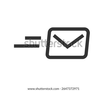 Send email message fast icon line stroke art simple graphic illustration, receive quick speed postal mail delivery envelope outline thin linear image clipart