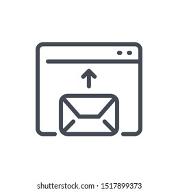 Send Email Online Line Icon. Website Browser Tab With Outgoing Mail Vector Outline Sign.