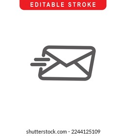 Enviar icono de contorno de correo electrónico. Logotipo de arte Enviar correo, línea de sobres. Ilustración vectorial. Aislado en fondo blanco. Stroke Editable