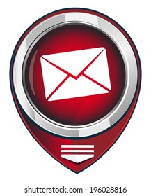 Send email symbol, red map pointer