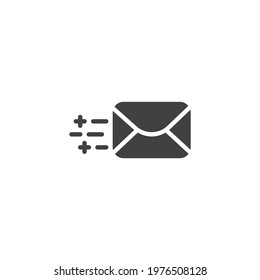 Send email vector icon. filled flat sign for mobile concept and web design. Message sending glyph icon. Symbol, logo illustration. Vector graphics