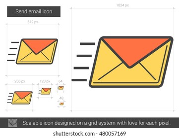 Send email vector line icon isolated on white background. Send email line icon for infographic, website or app. Scalable icon designed on a grid system.