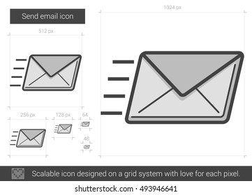 Send email vector line icon isolated on white background. Send email line icon for infographic, website or app. Scalable icon designed on a grid system.