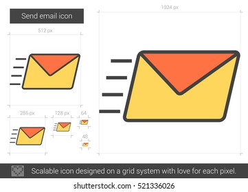 Send email vector line icon isolated on white background. Send email line icon for infographic, website or app. Scalable icon designed on a grid system.