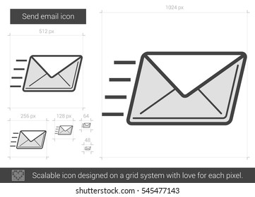 Send email vector line icon isolated on white background. Send email line icon for infographic, website or app. Scalable icon designed on a grid system.