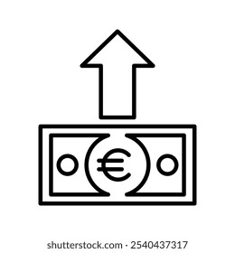 Senden Sie Euro-Geld mit Pfeil nach oben, Vektorgrafik, Bank, Unternehmenssymbol