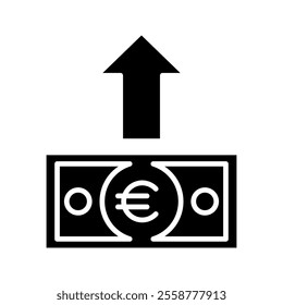 Send euro money with arrow up vector illustration, bank, business icon