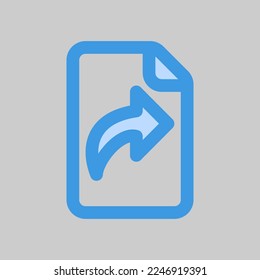 Send file icon in blue style, use for website mobile app presentation