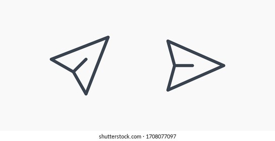 Send fly line vector minimalistic icon. Letter mail vector symbol. Plane origami send icons set for web design. Modern flat paper air icon for app design. Newsletter sign minimal flat linear set icons