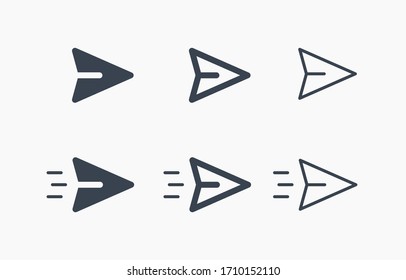 Icono minimalista del vector de la línea de vuelo. Símbolo vector de correo de carta. El origami de plano envía iconos para el diseño web. Icono de aire de papel plano moderno para el diseño de aplicaciones. Iconos de juego lineal mínimo para el signo del boletín